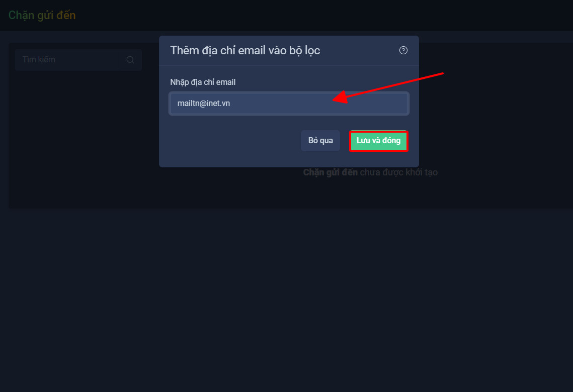 Nhập email cần chặn